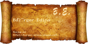 Bürger Edina névjegykártya
