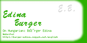 edina burger business card